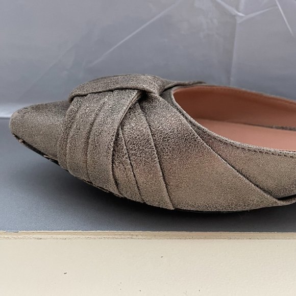 Sigerson Morrison Gold Metallic Bow Leather Flats - Picture 8 of 11